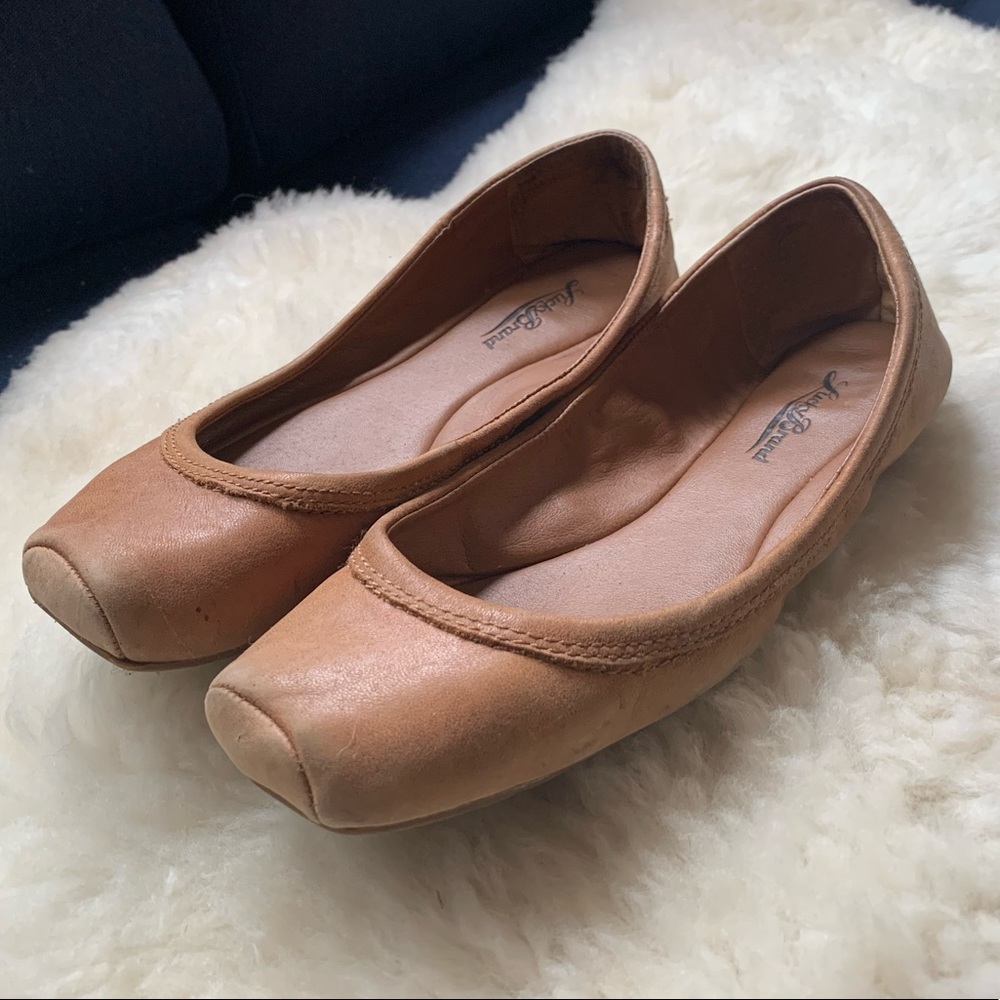 Tan and Black Leather Ballet Flats - 2 pair